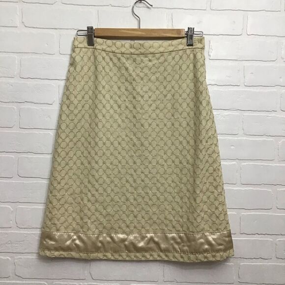 SANDRA Angelozzi designer 50% wool skirt tweed embroidered butter yellow size 32 - Picture 13 of 14